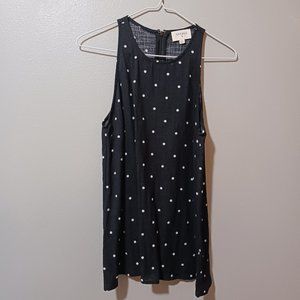 Everly Black White Polka Dot Open Back Sleeveless Top Size Small